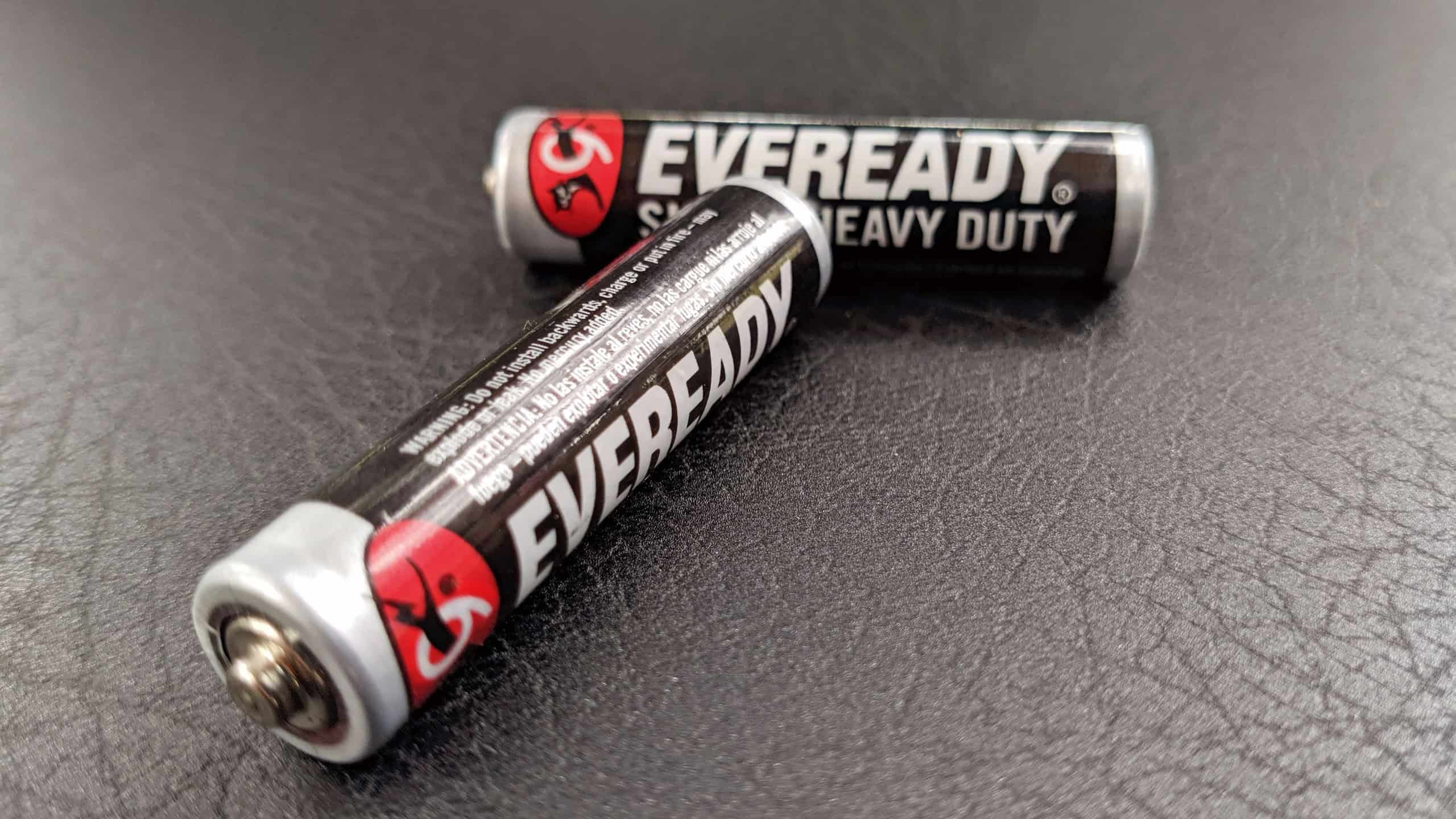  small eveready brand battery with dark background