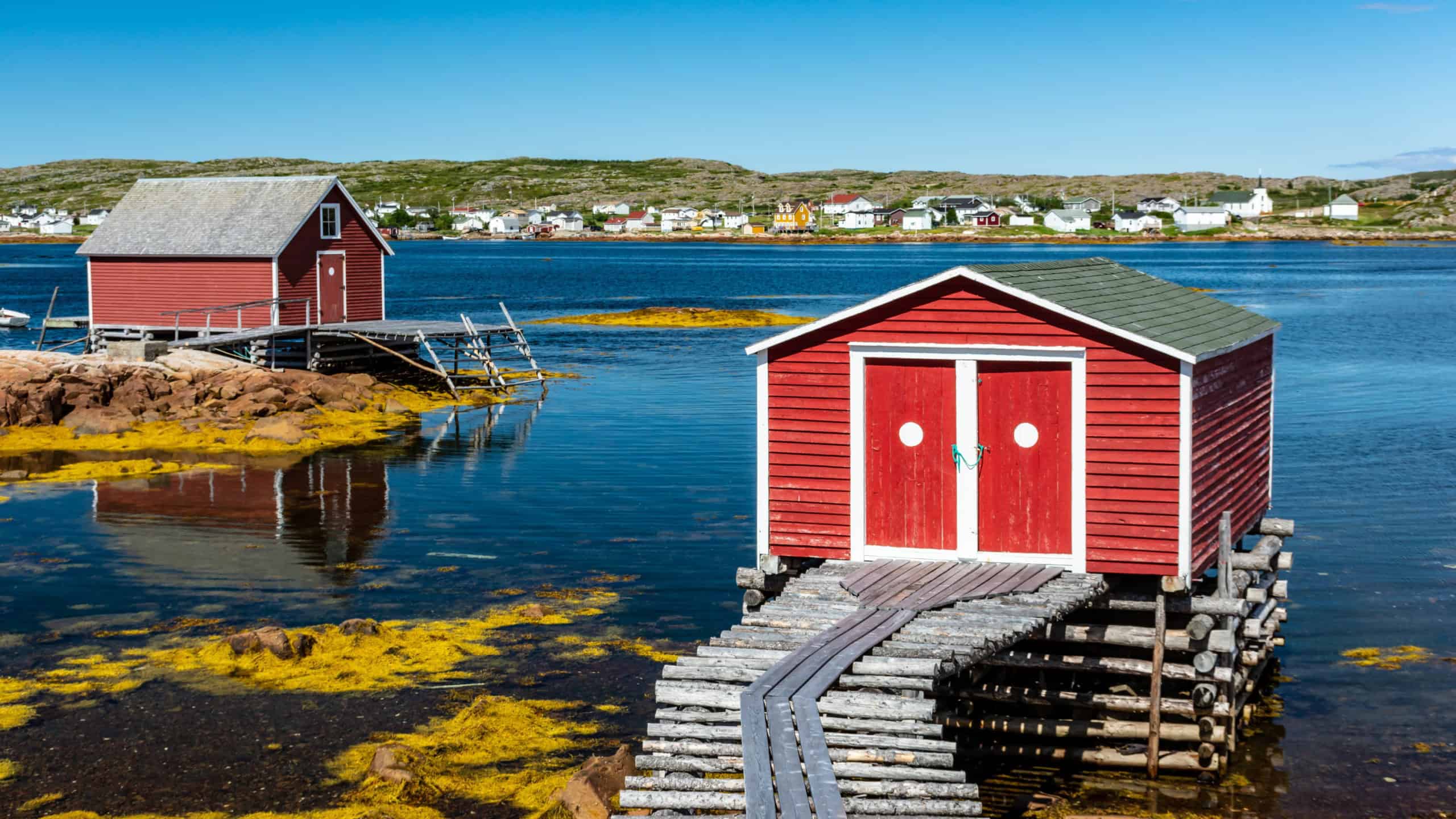 Red fishing sheds, Joe Batt's Arm, Fogo Island, Newfoundland