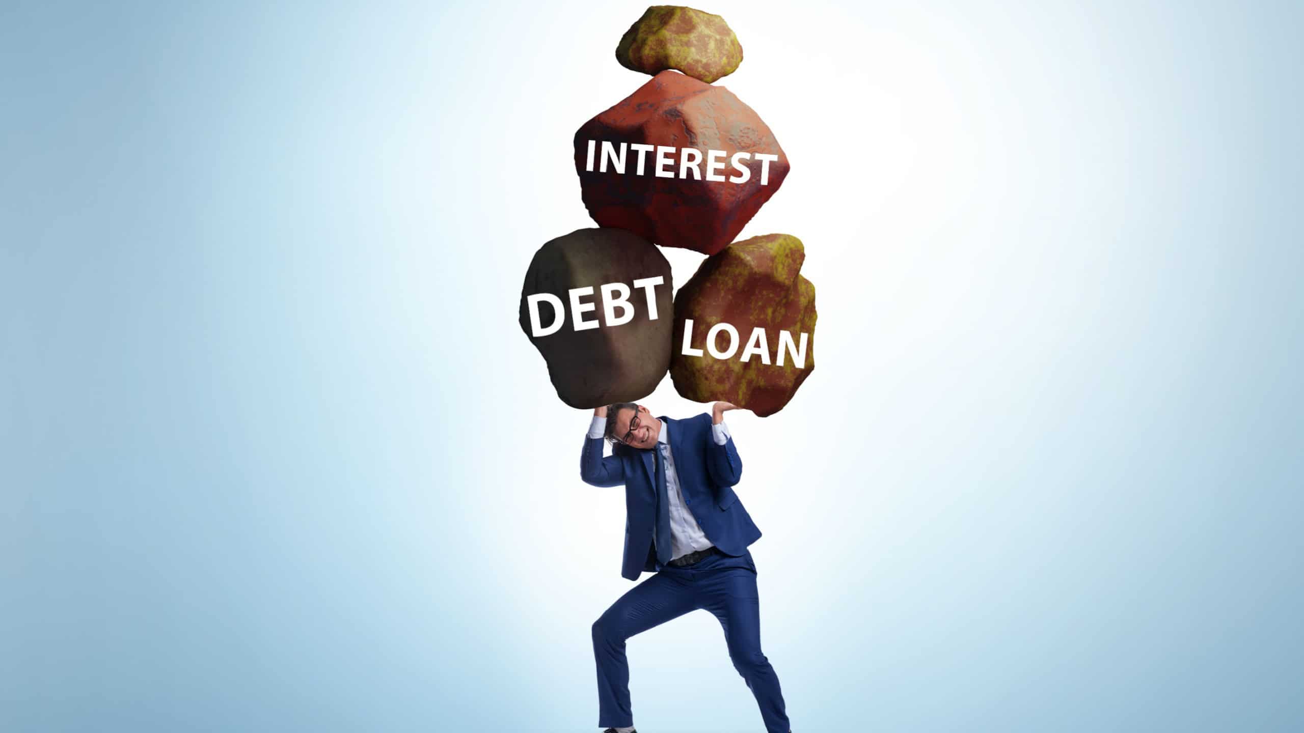 Debt and loan concept with businessman