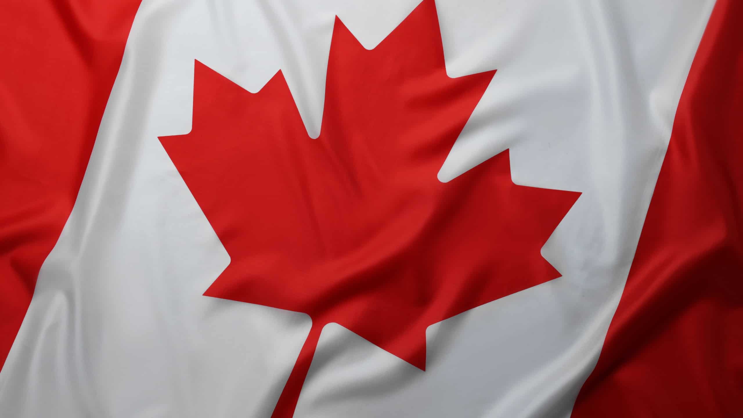 Flag of Canada as background, top view