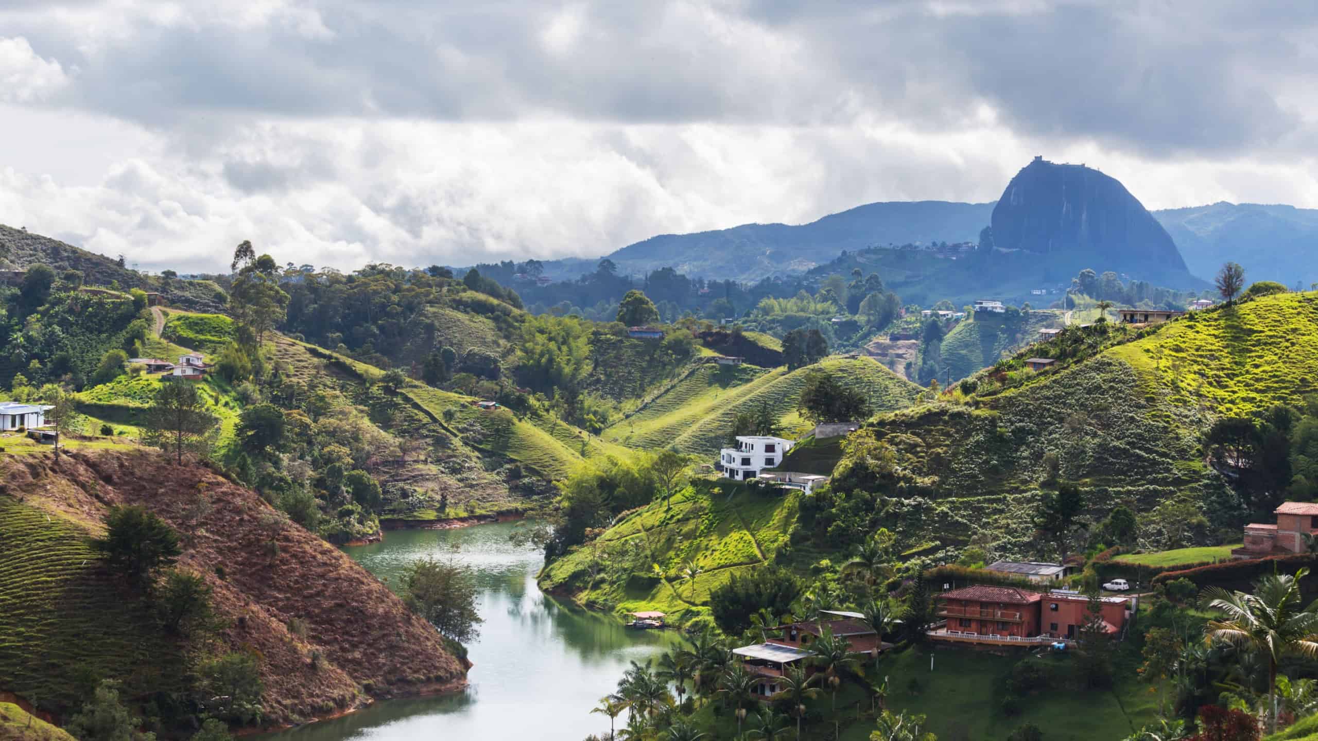 View of The Rock near the town of Guatape, Antioquia in Colombia, South America