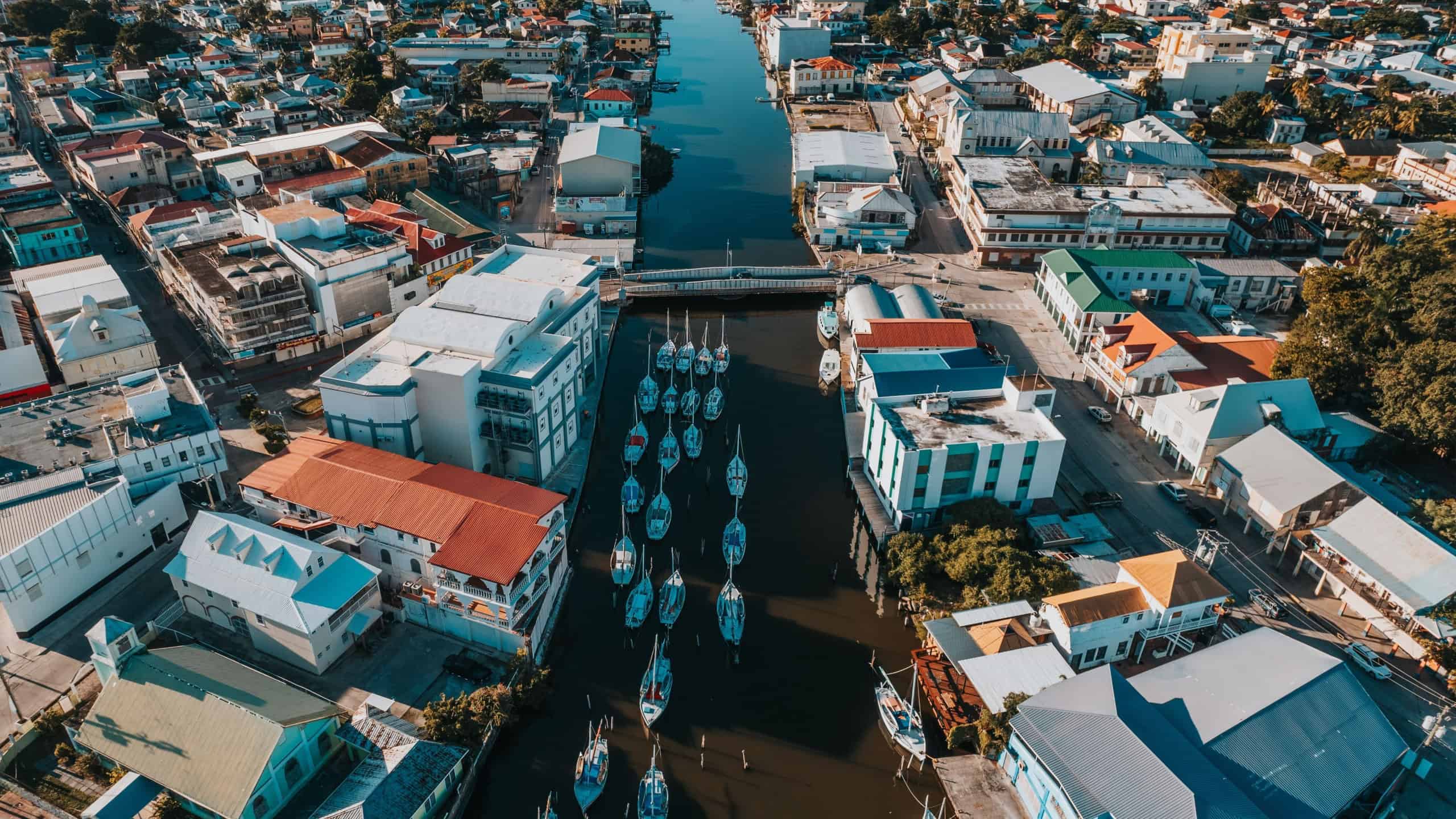 An aerial view of Belize cityscape