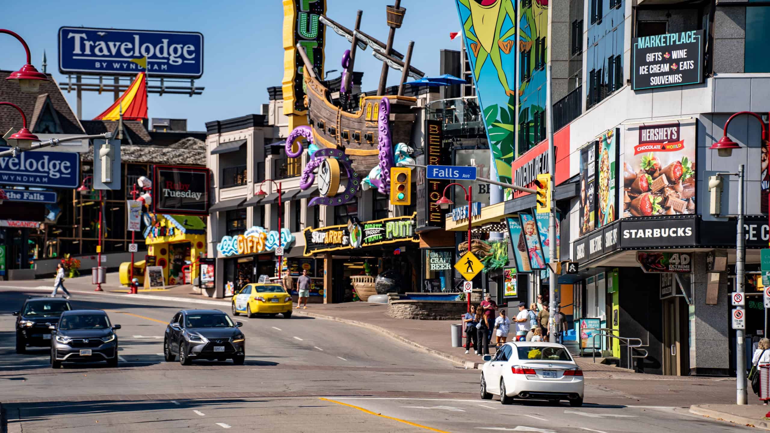 View of Clifton Hill. Clifton Hill is one of the major tourist promenades in Niagara Falls. Niagara Falls, Canada - September 20, 2024.
