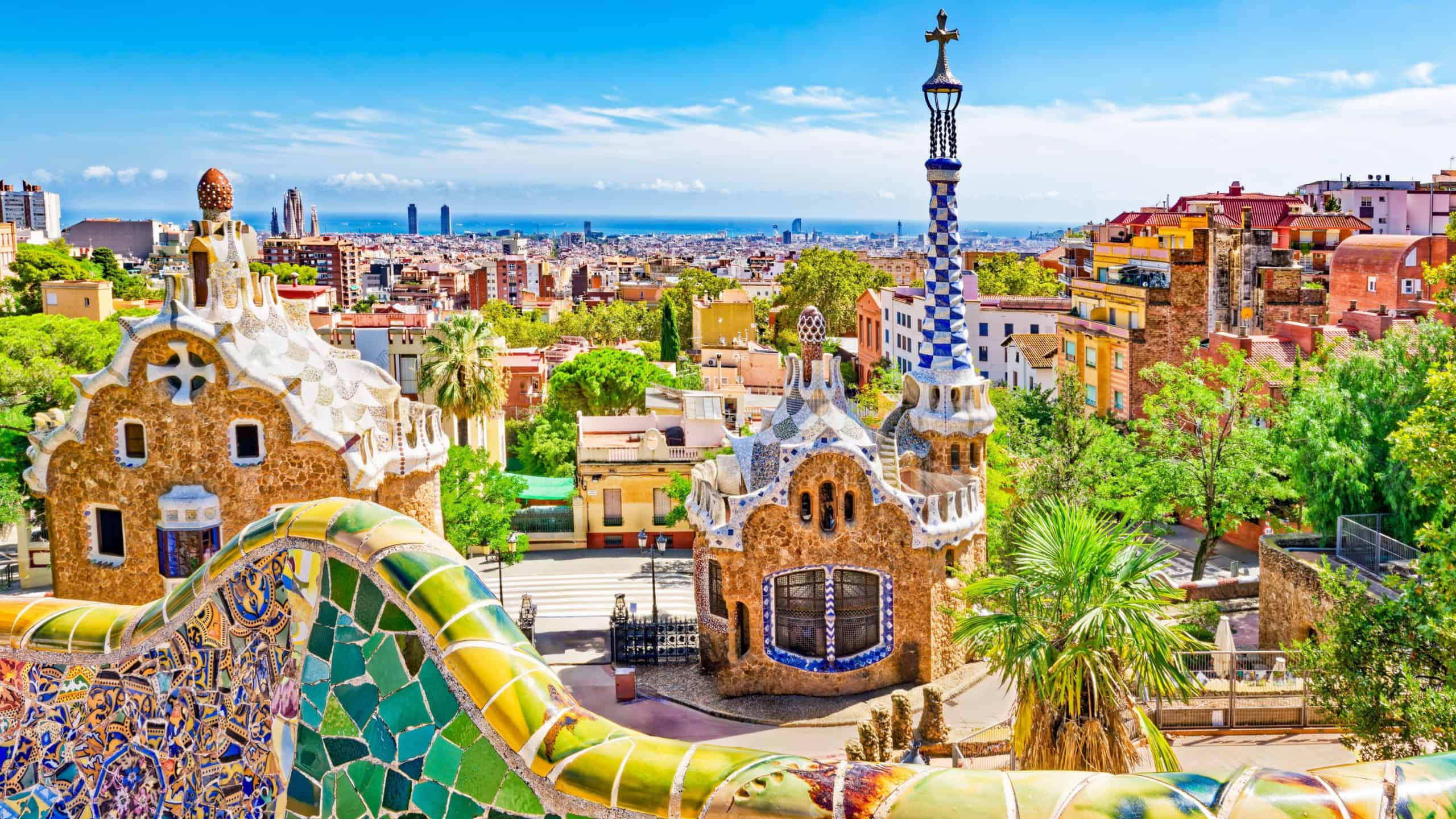 Barcelona. Gorgeous and amazing Park Guel. Spain.