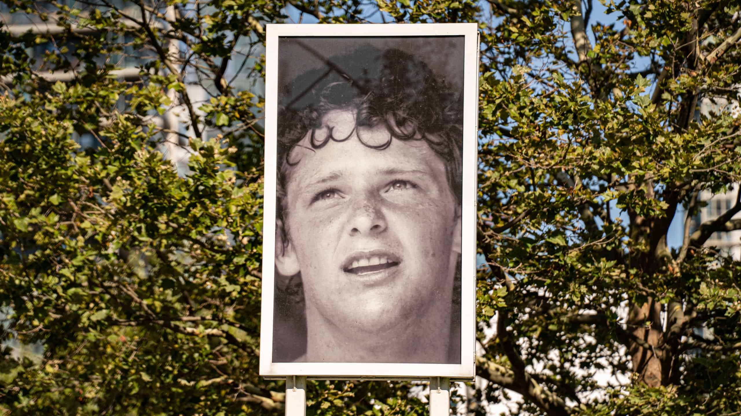 View of Terry Fox portrait in park. Toronto, Canada - September 8, 2025.