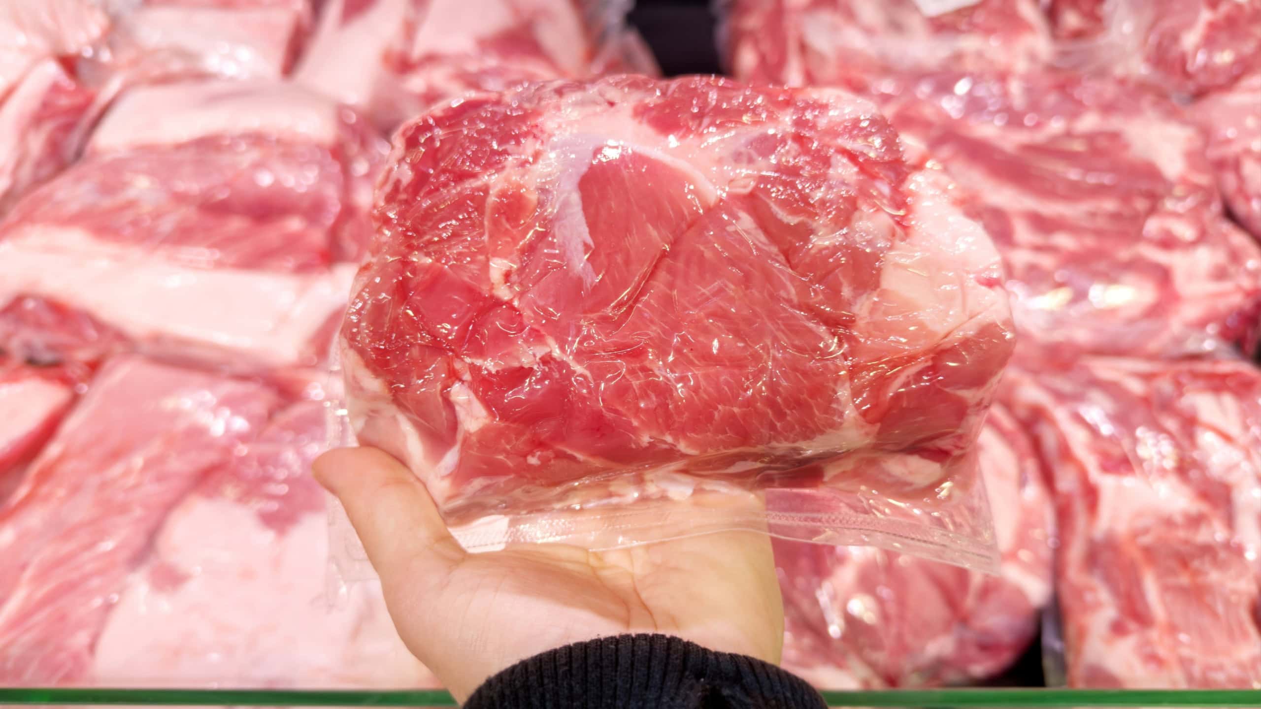 packet of meat at the supermarket