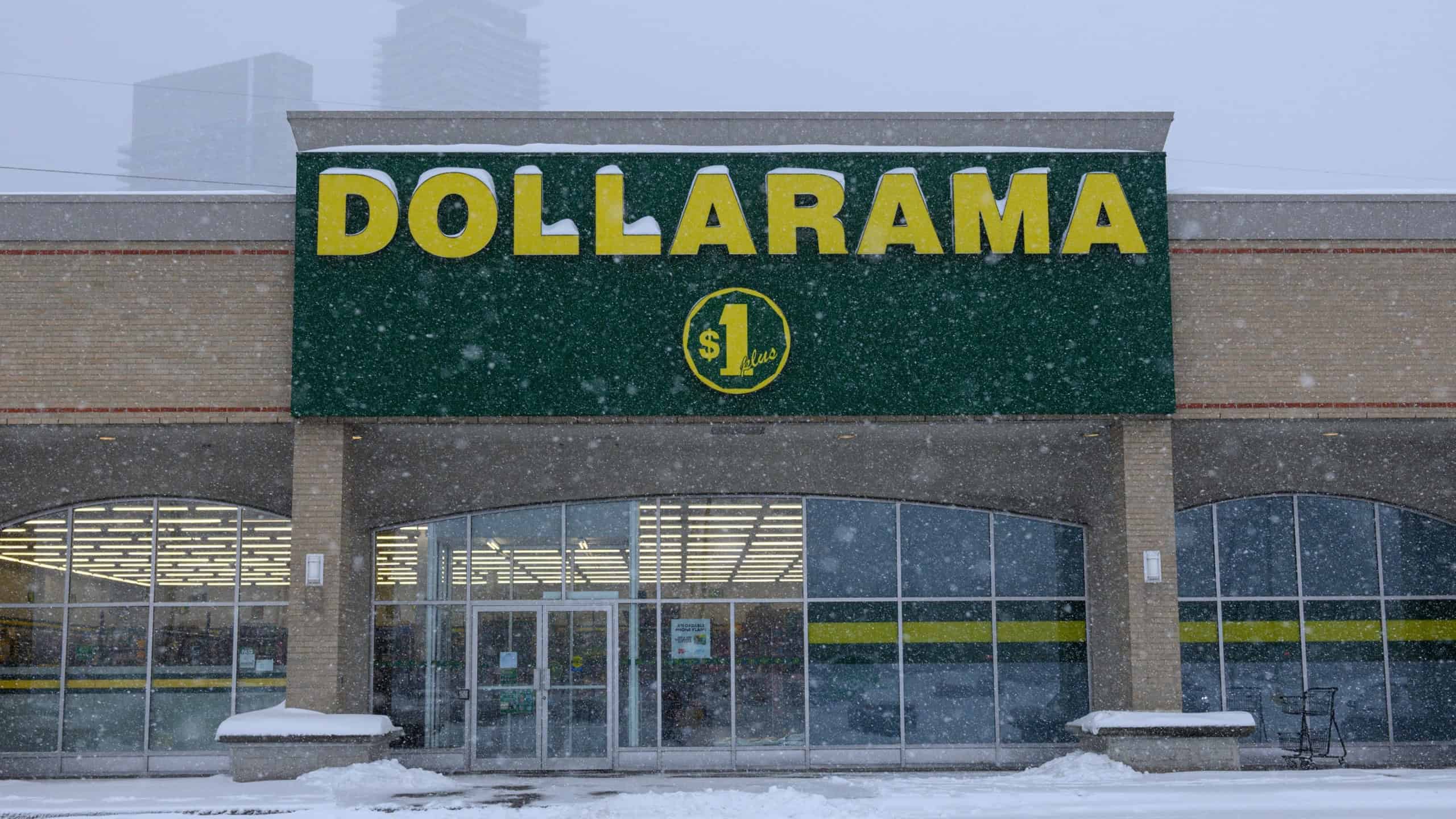 March 30, 2025: Close-up of Dollarama store sign on the building.
