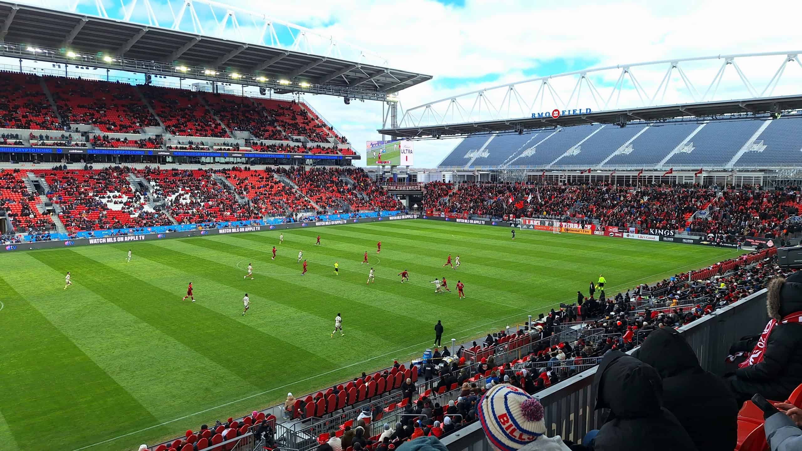  A view of the BMO Field stadium showing the newly constructed stands as part of the expansion in preparation for the upcoming FIFA World Cup during the Toronto FC vs. Red Bull New York MLS regular season match at BMO Field