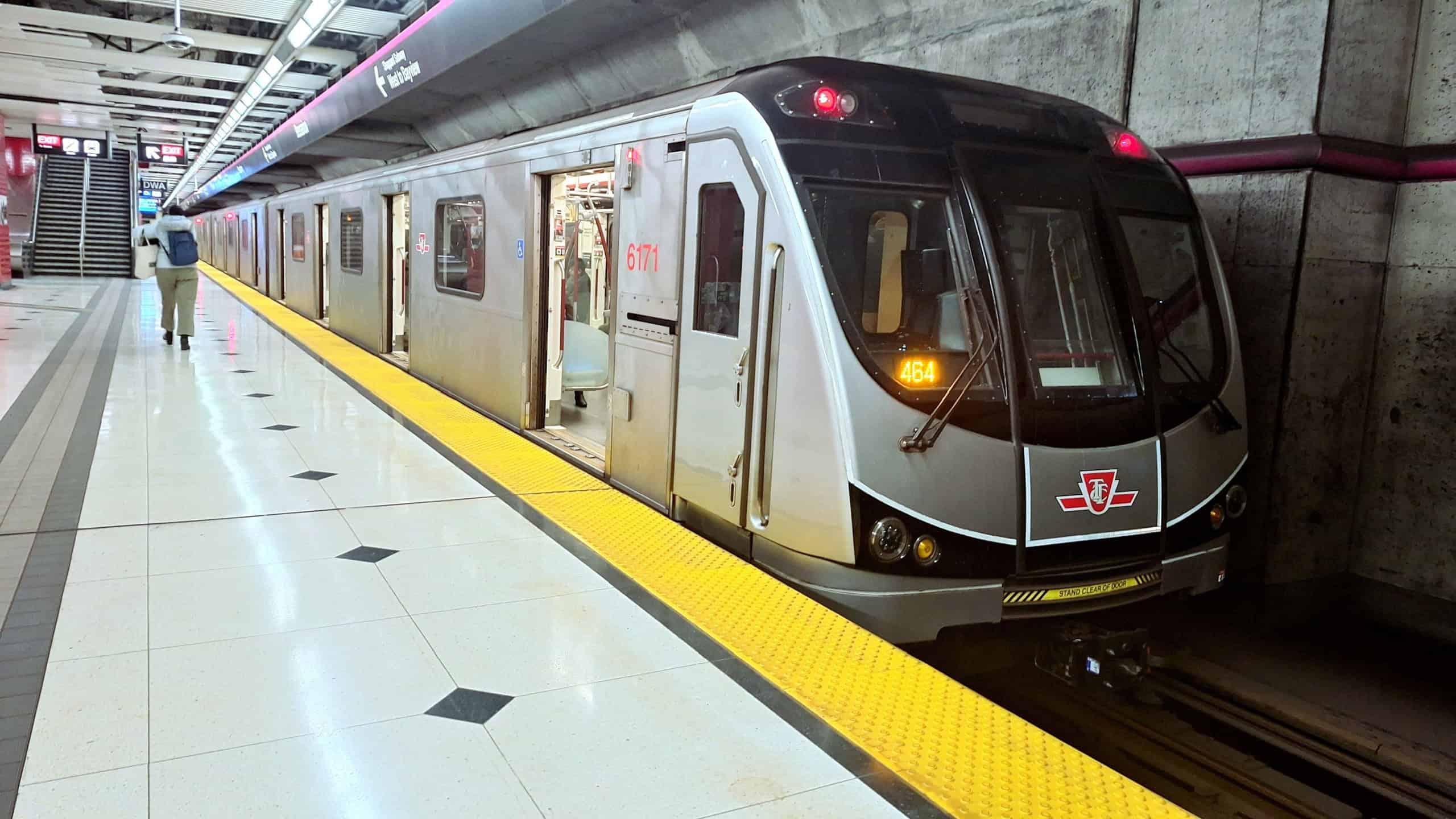 Toronto, ON, Canada - April 10, 2026: Train on the subway station is ready for boarding passengers and travel in the city.