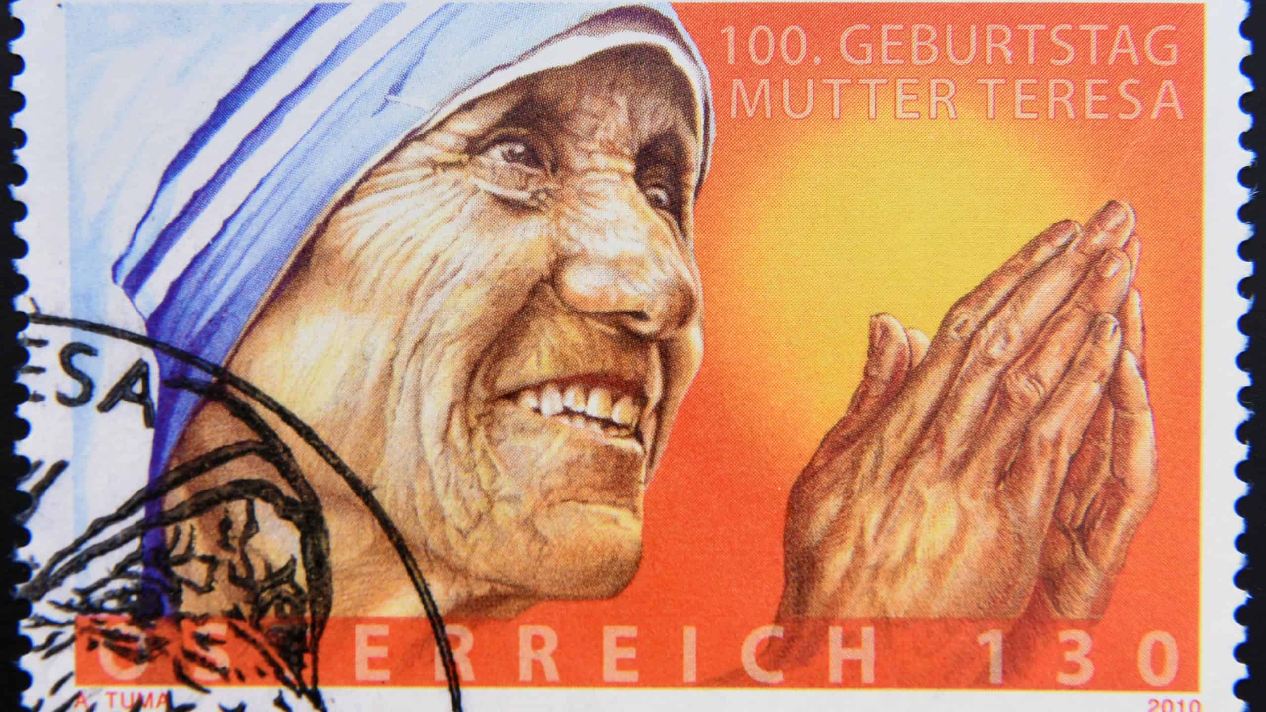 A stamp printed in Austria showing an image of mother Teresa, circa 2010