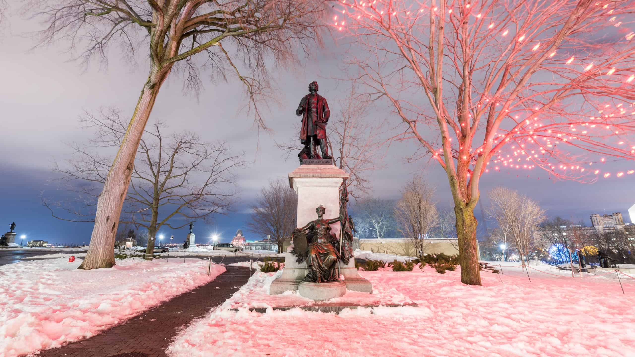 Ottawa, Canada - December 24, 2016: Monument to Canada's first Prime Minister and one of the Fathers of Confederation, Sir John A Macdonald.