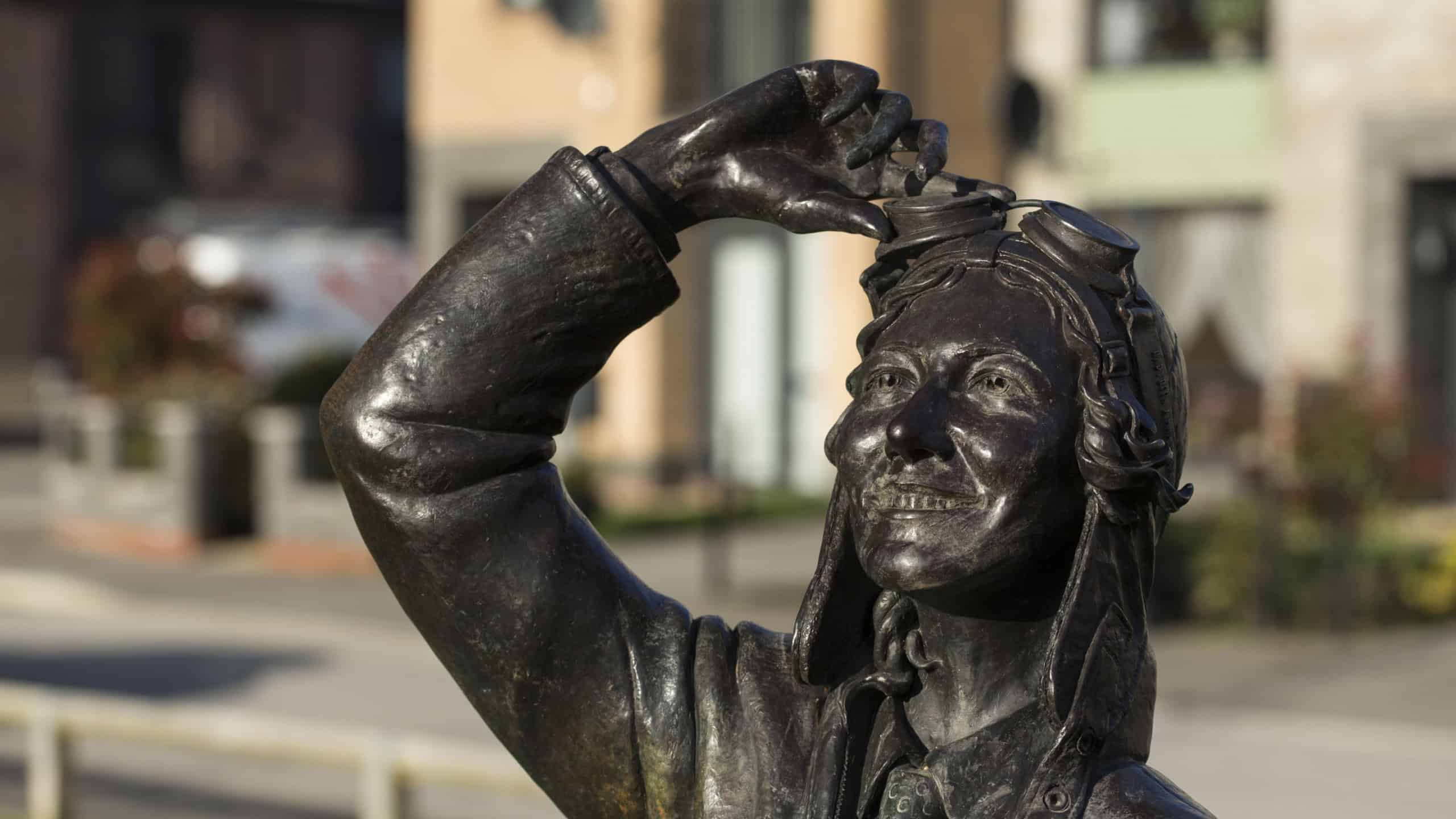 A view of the Amy Johnson Statue on Hawthorne Avenue Housing Estate, Hull, East Yorkshire