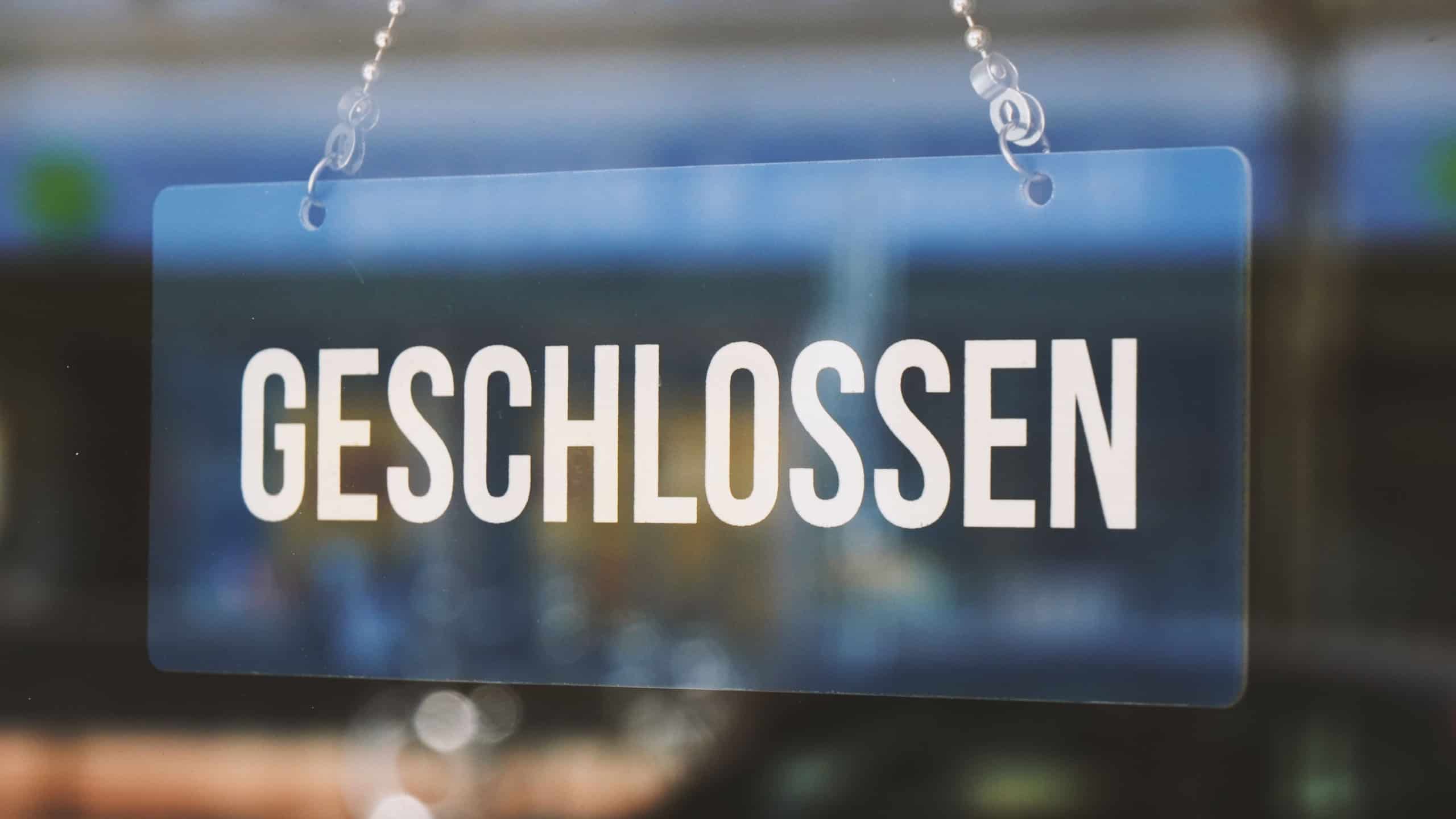 sign geschlossen meaning closed in german