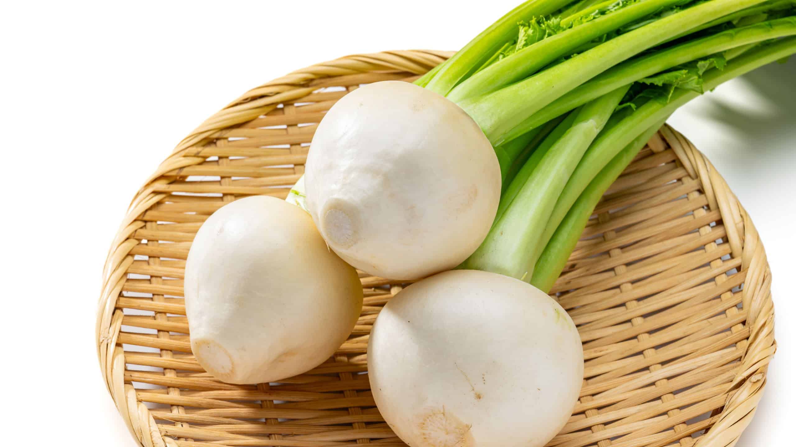 White Turnips with Green Tops Isolated