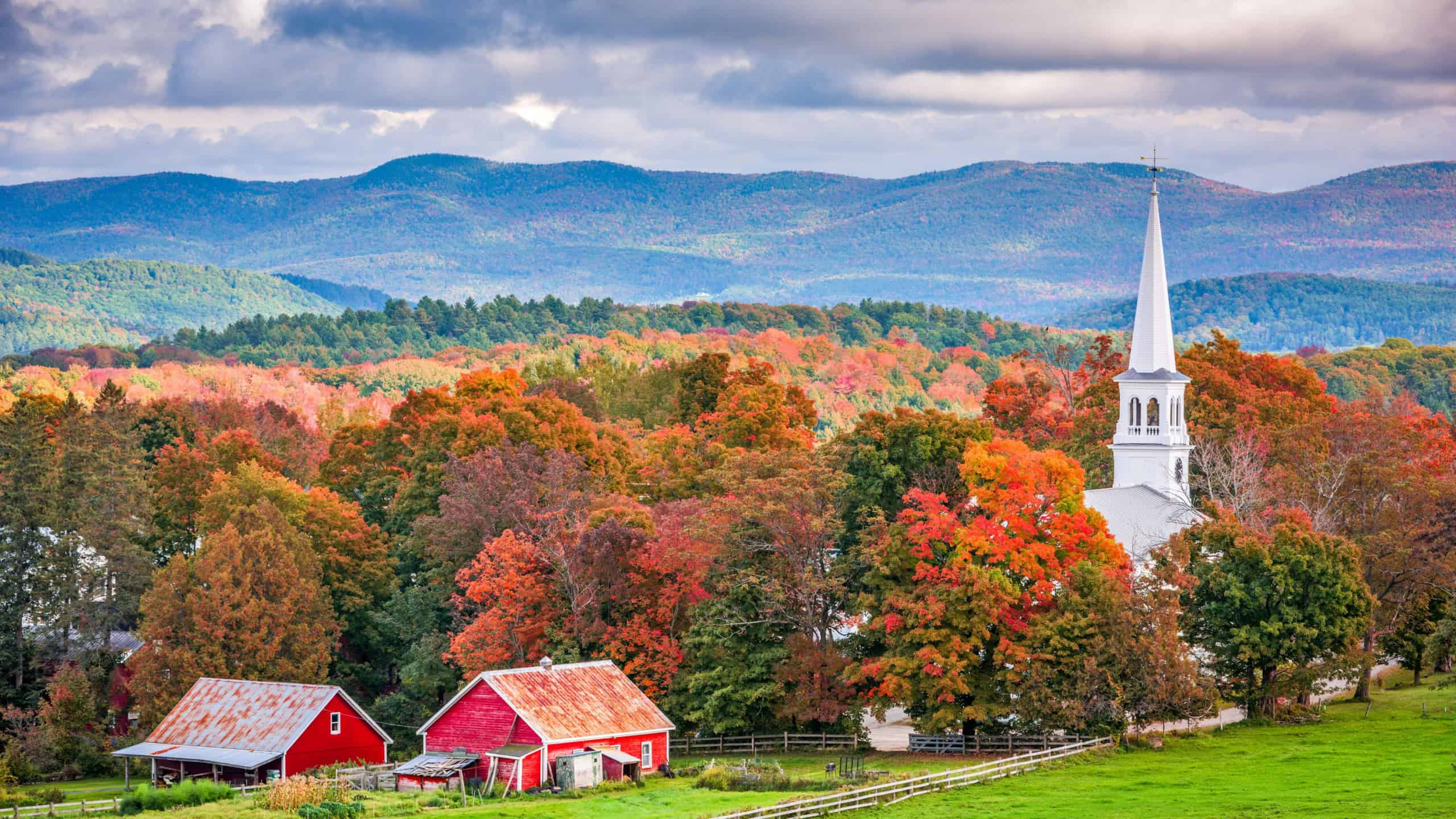Peacham, Vermont, USA rural autumn scene.