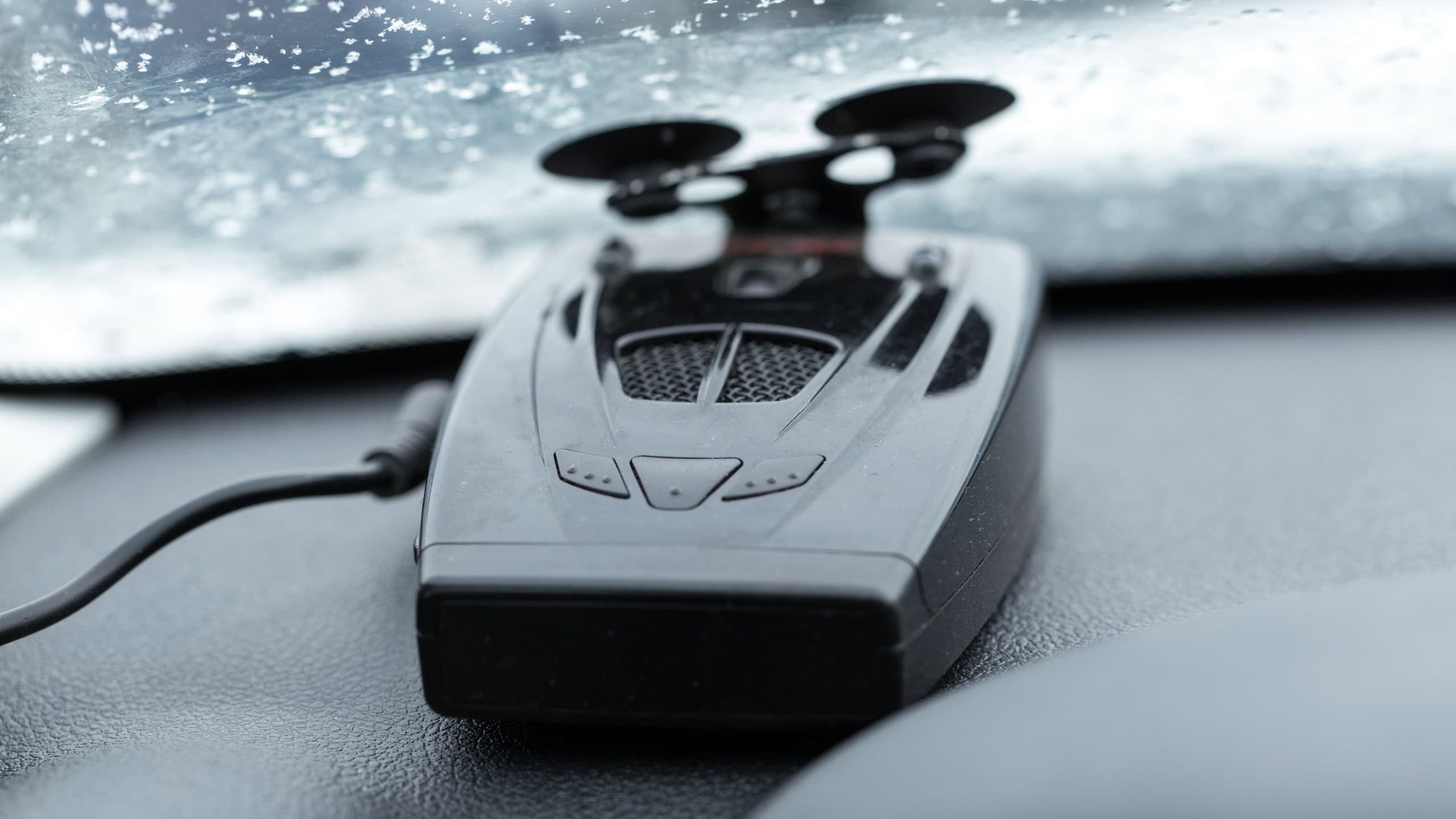 Car radar detector installed on the window