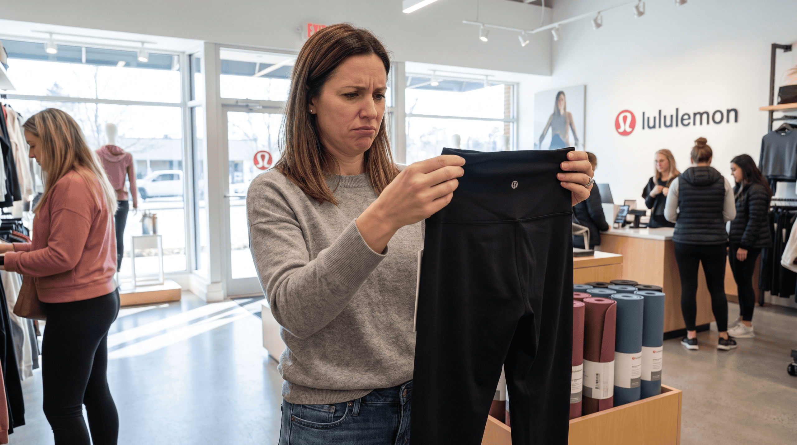 Disappointed customer in Lululemon store.