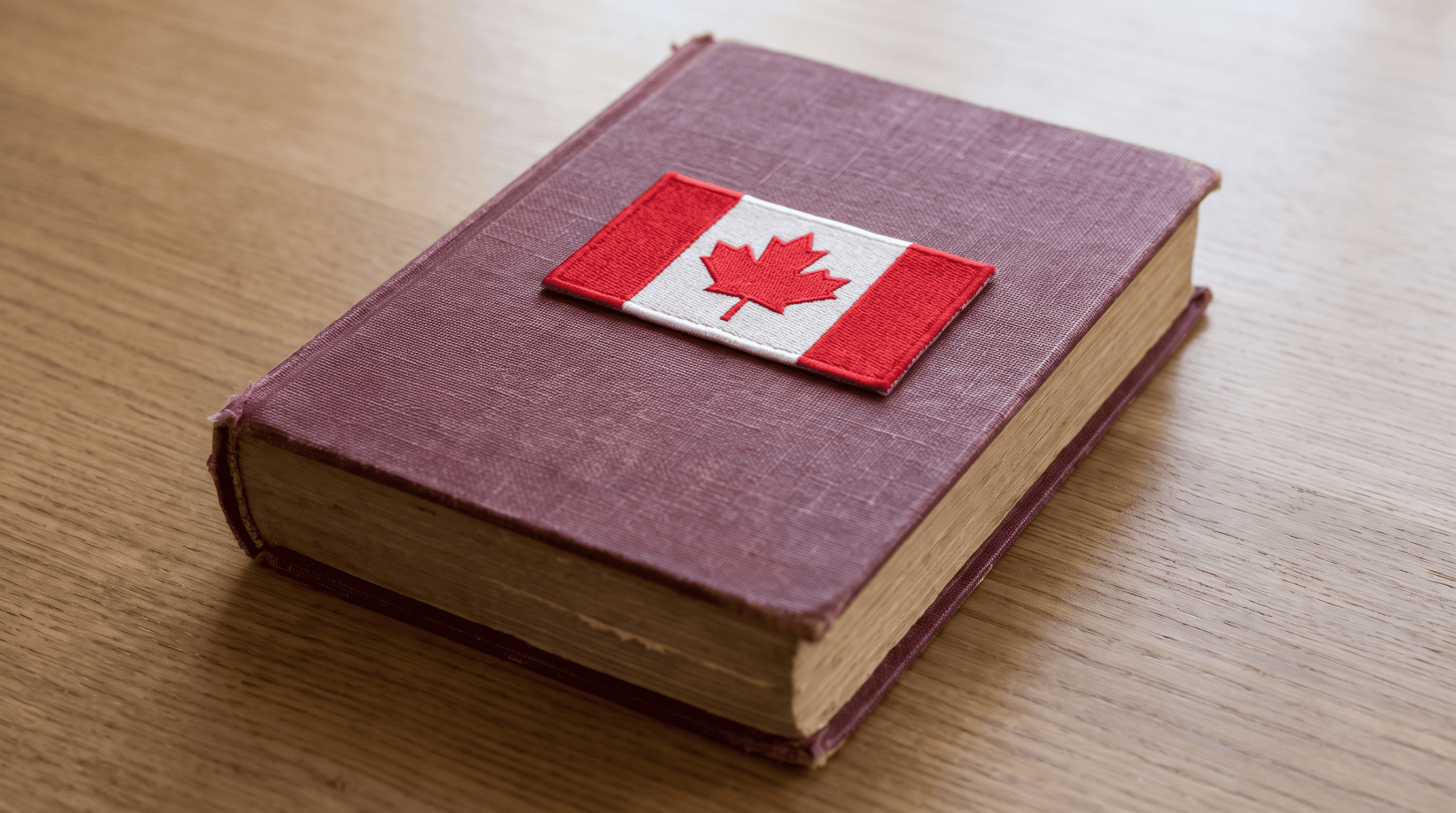A book with Canada's flag on it.
