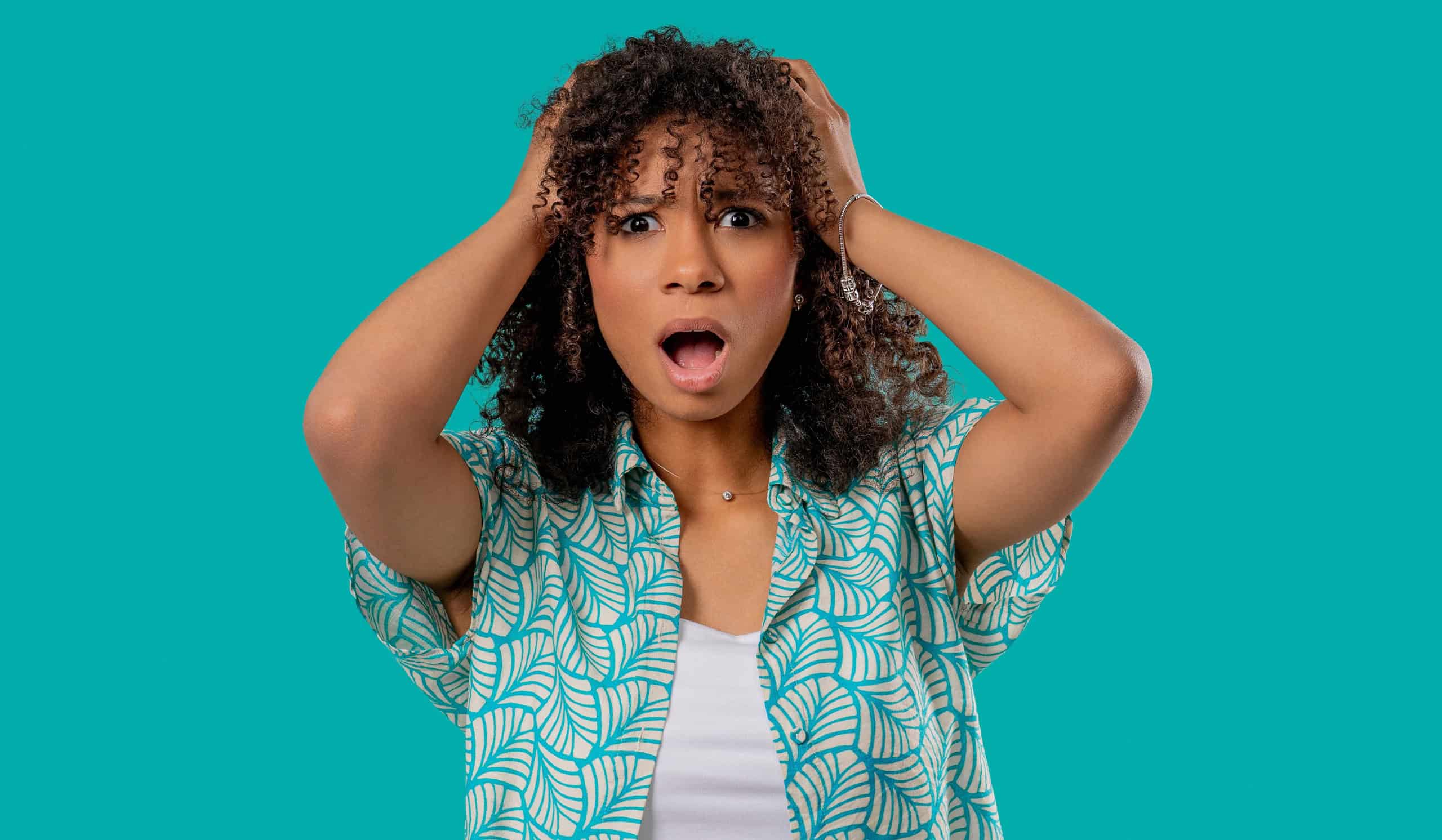 Fearful confused african american woman heard bad news. frightened Girl feeling sorrow, regret, drama, failure. She doesnt believe. High quality