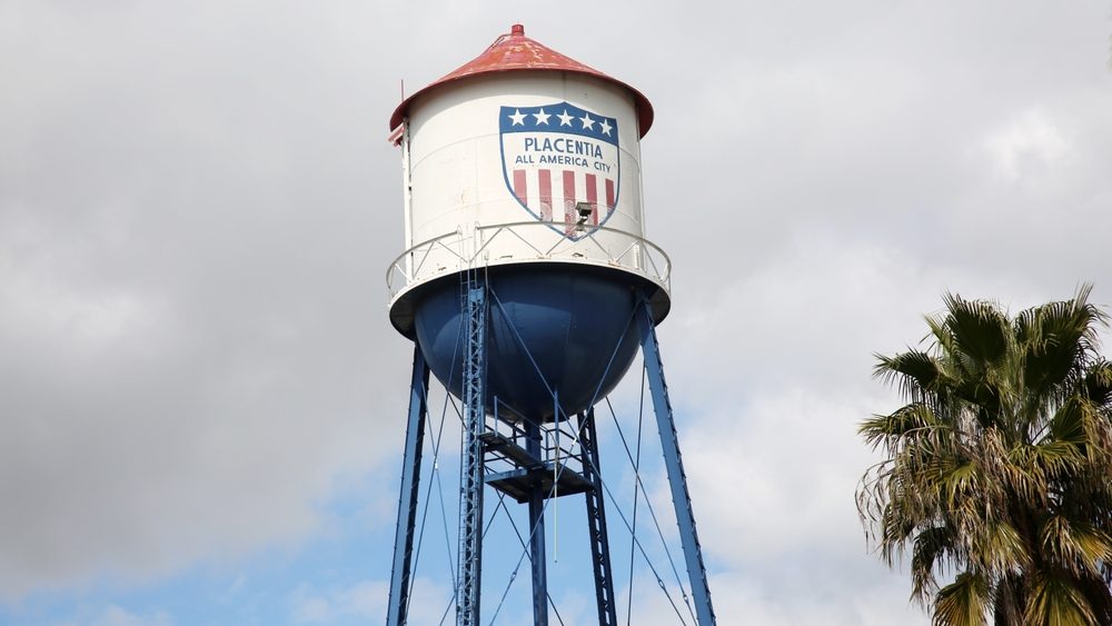 Water Tower. Placentia, California 110-foot-tall water tower. Placentia an All America City. A old Water Tower that no longer holds water is only used as a Historical Landmark for Placentia.