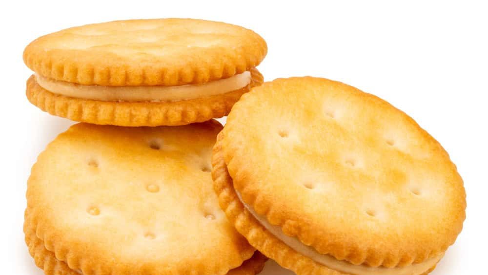 Peanut Butter Crackers isolated on white background, Crackers on White Background With clipping path.