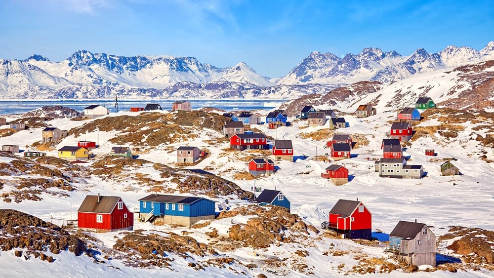 Traditional wooden houses in Kulusuk village, East Greenland