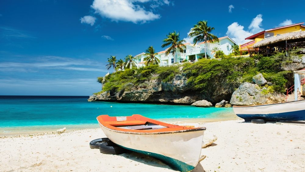 Playa Lagun Beach Cliff Curacao, Lagun Beach Curacao a small island in the Caribbean. white tropical beach in Curacao