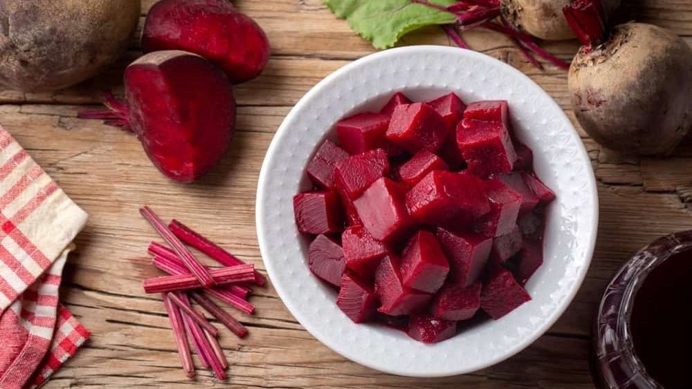Pickled red beet in a bowl