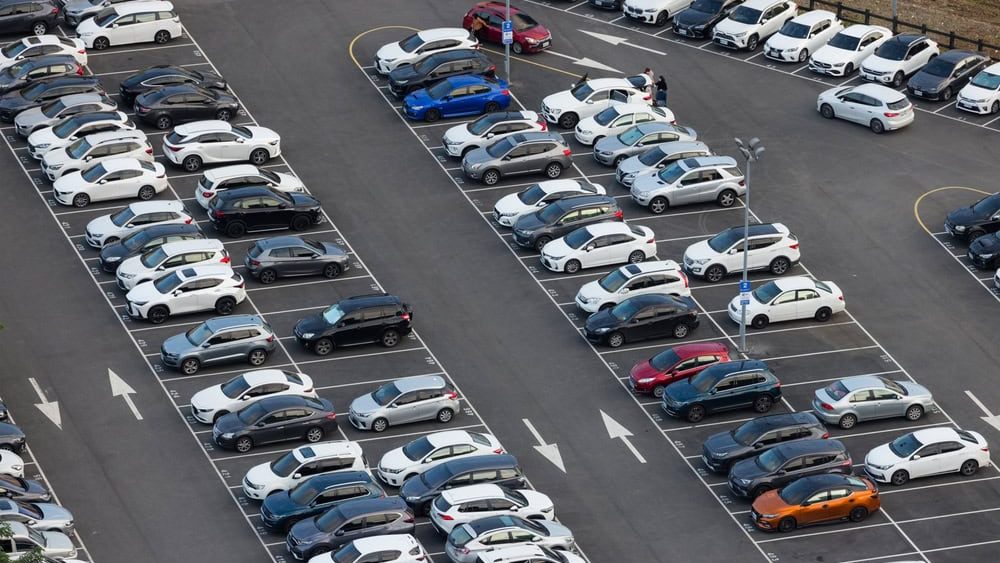 Taiwan 30 November 2024: Open air parking lot in urban area