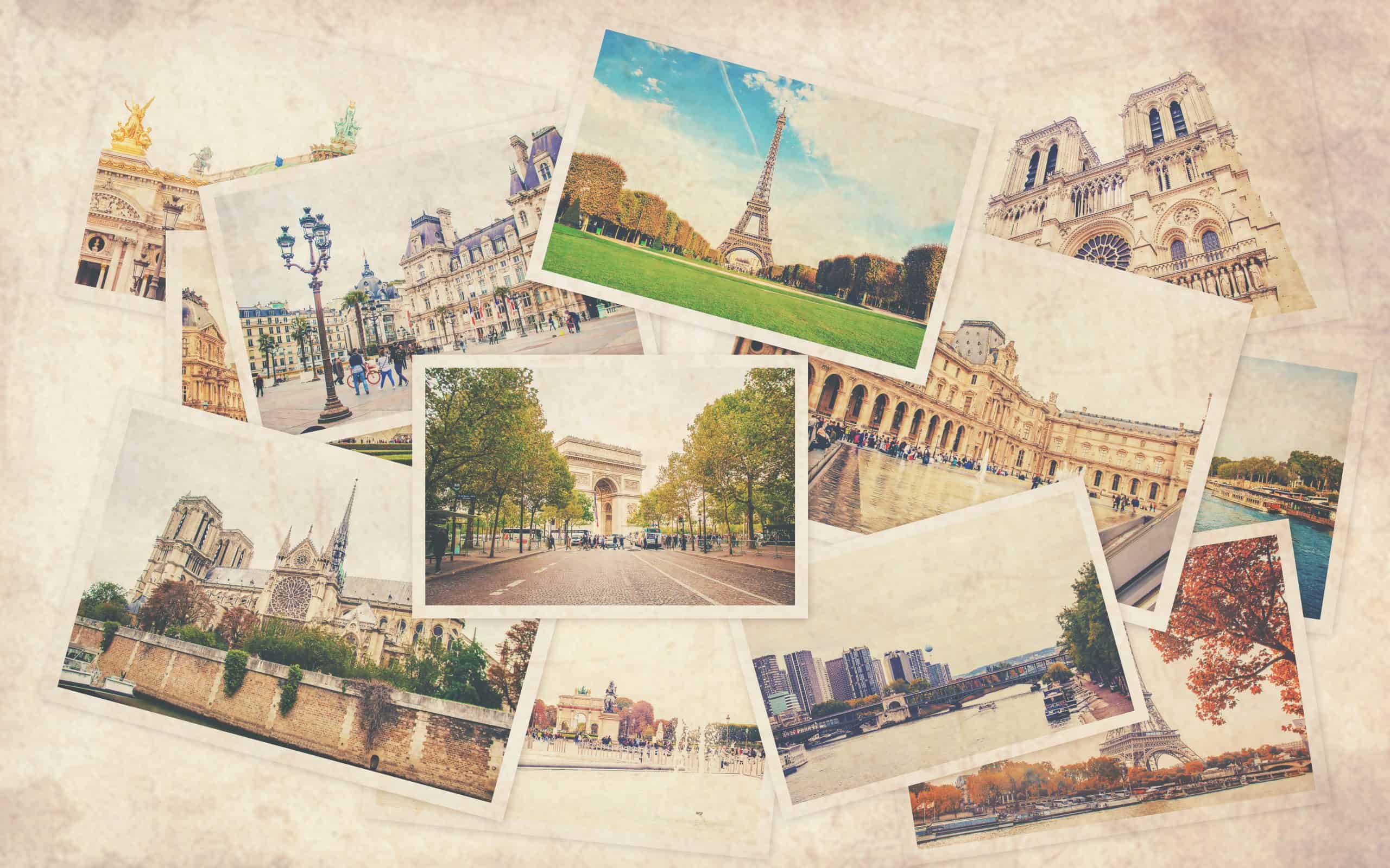 Collage France Paris. Selective focus.