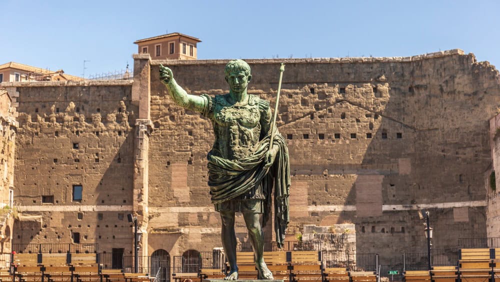 The statue of Emperor Augustus in Rome, Italy