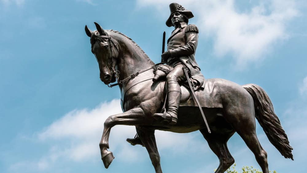 George Washington Equestrian Statue at Public Garden in Boston, Massachusetts.