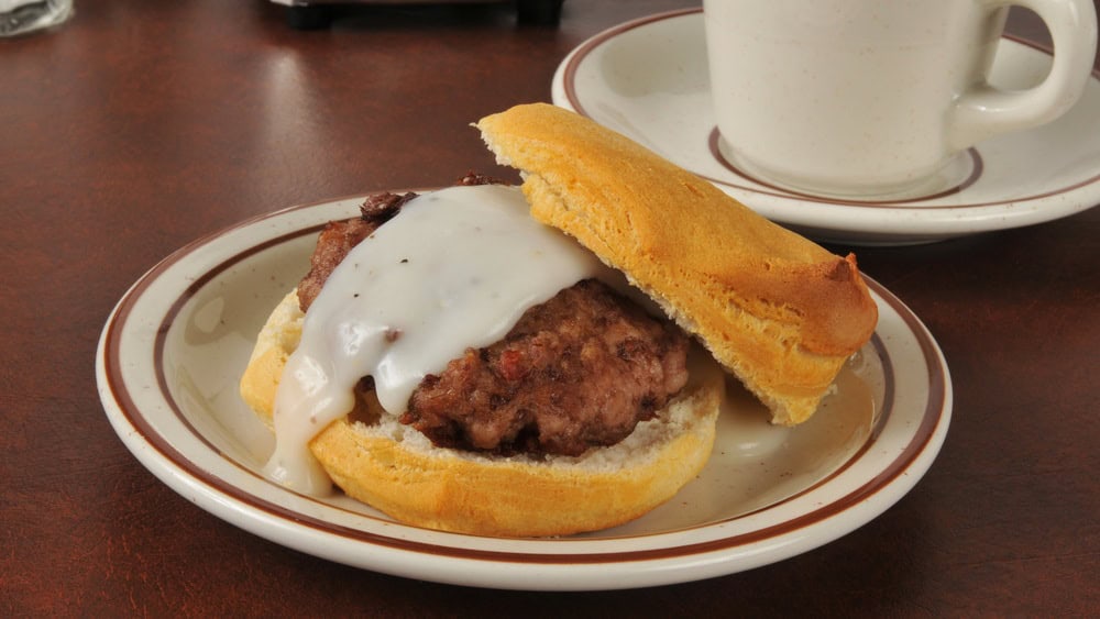 Sausage and biscuit with country gravy