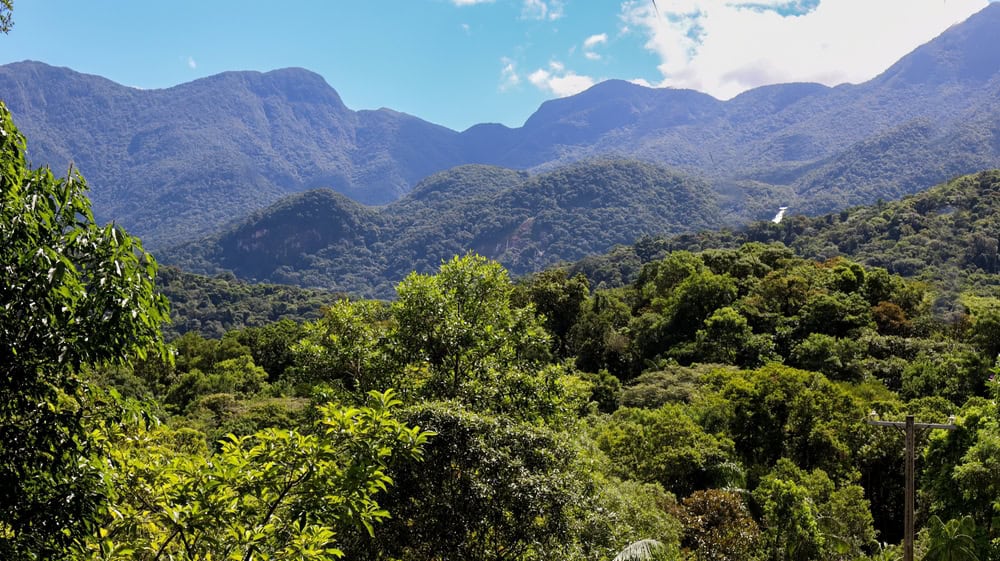 Landscape of the Serra do Mar in the state of Paraná, southern Brazil, preserved Atlantic Forest region.