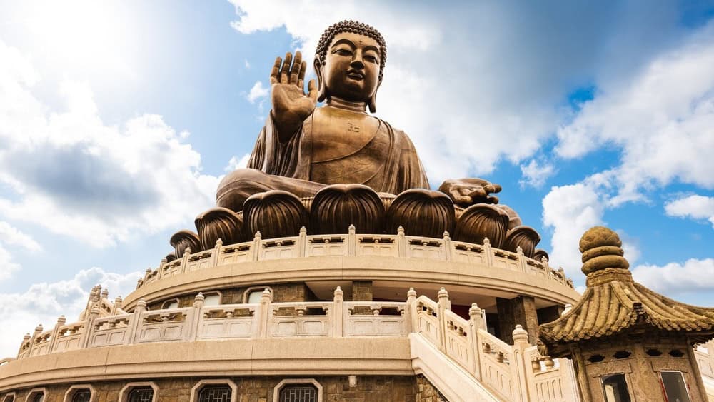 The Big Buddha located at Ngong Ping, Lantau Island, in Hong Kong.