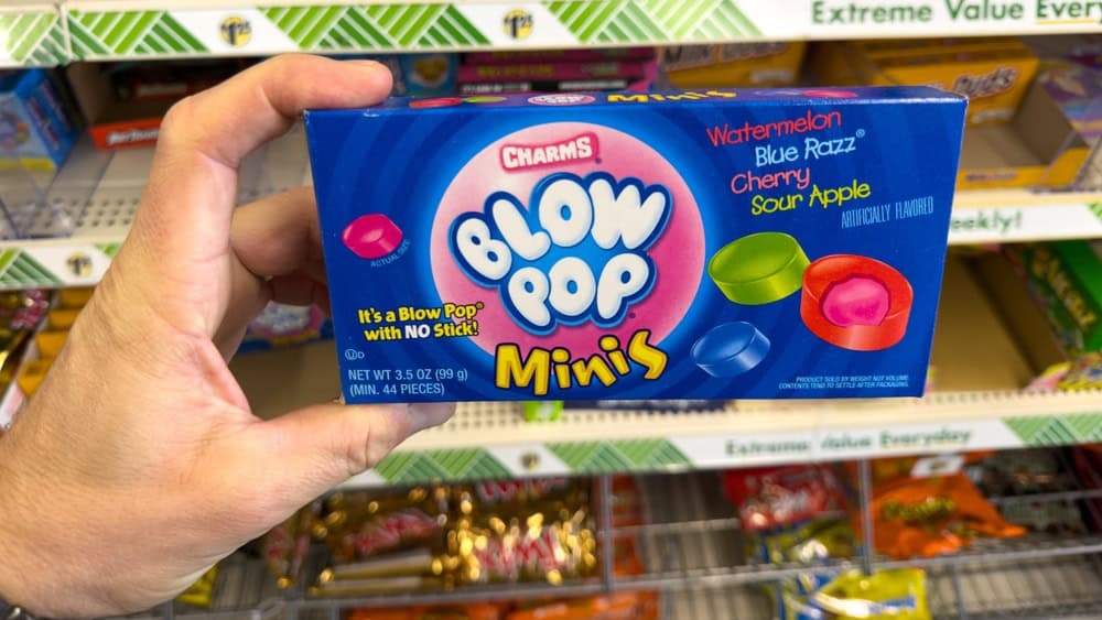 Los Angeles, CA - November 11, 2025: Charms Blow Pop Minis Candy Box.
