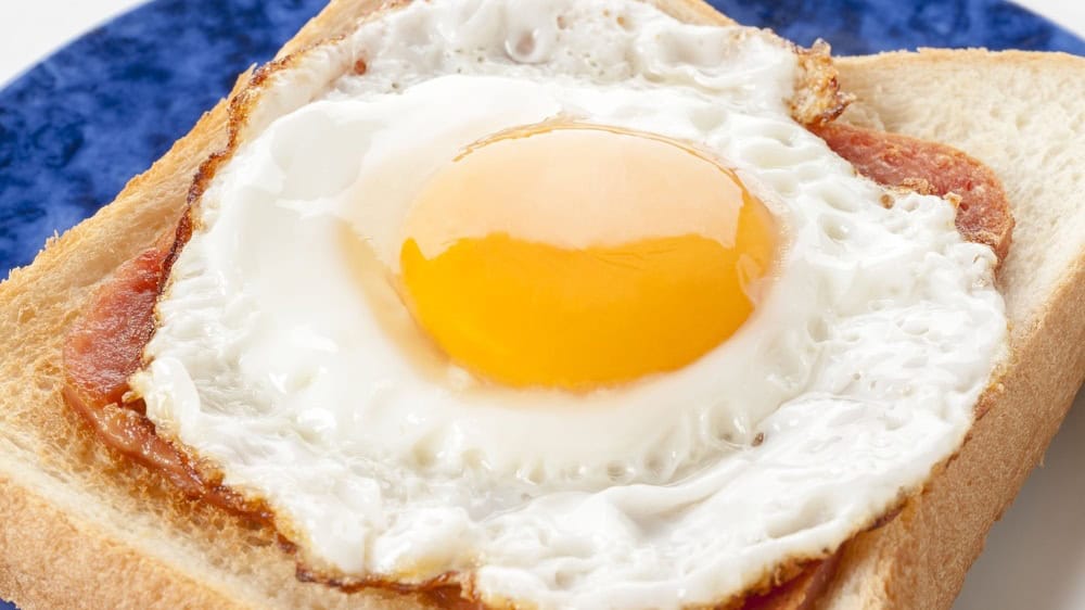 Open-Faced Spam and Fried Egg Toast
