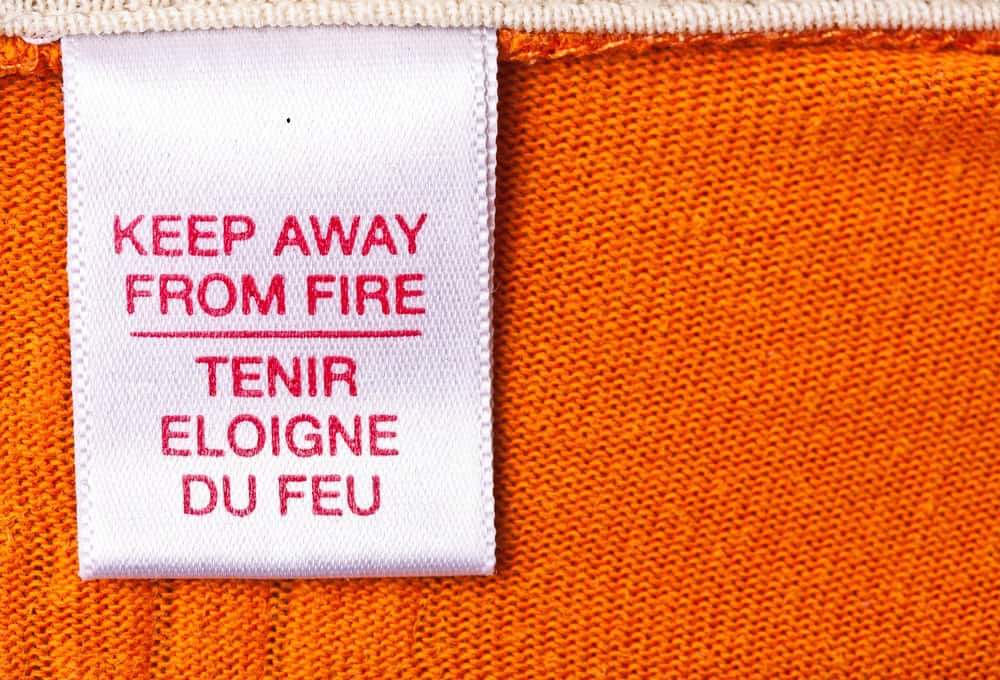 macro of clothing label whit text