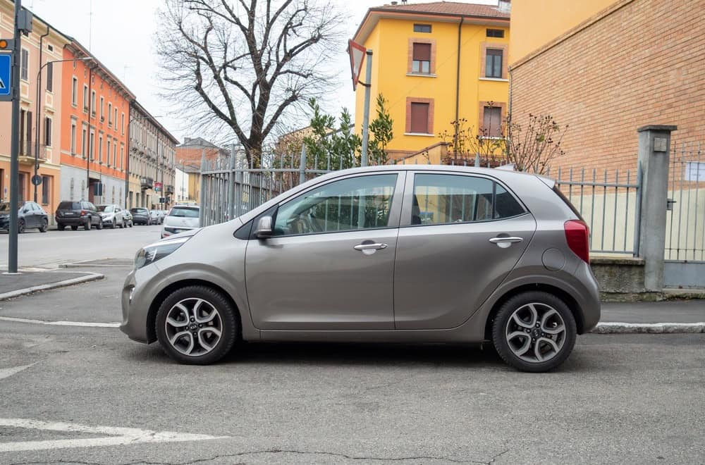 Cremona, Italy January 9th 2026 Kia Picanto 2017 JA series titanium silver hatchback parked on an urban street, representing city drive and contemporary small car design