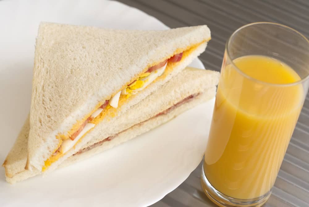 Tramezzini and orange juice